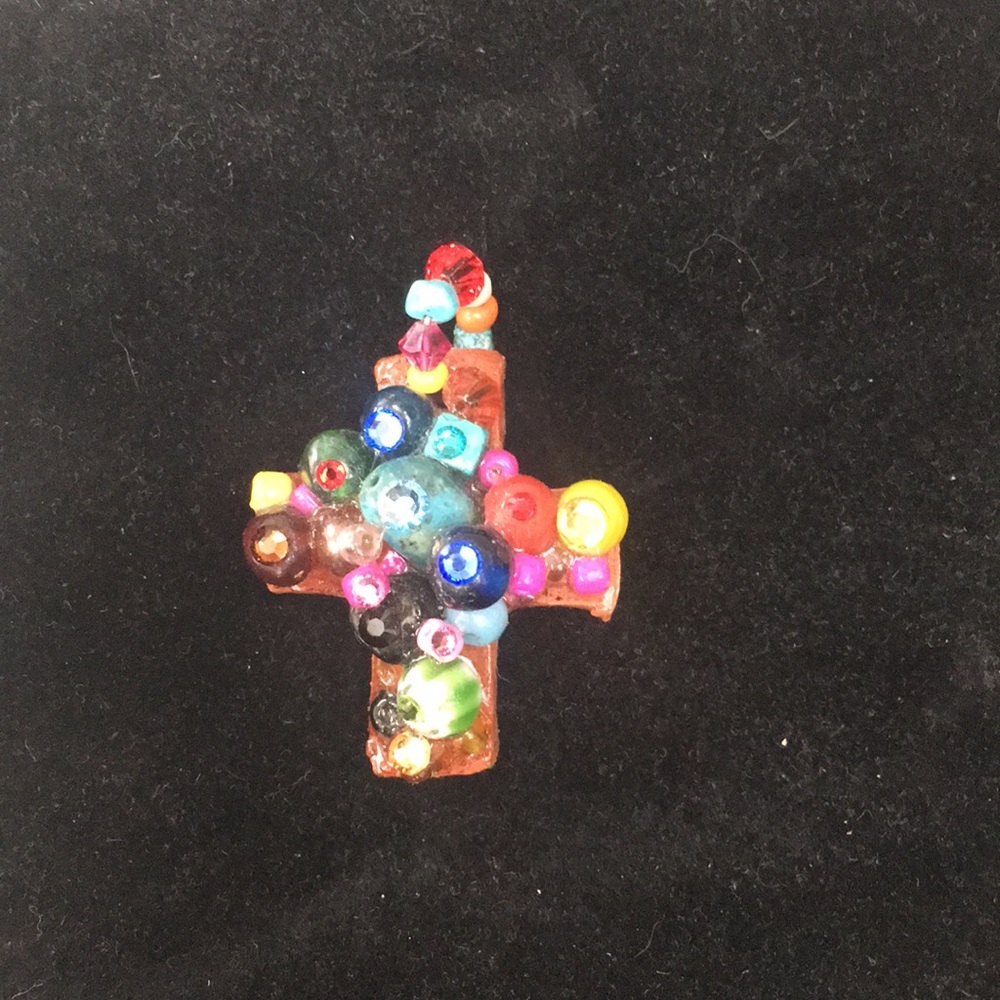 Beaded cross necklace charm